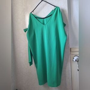 P.A.R.O.S.H. M green dress, side ribbon tie on sleeve